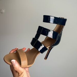 Tory Burch Navy & Tan Heels